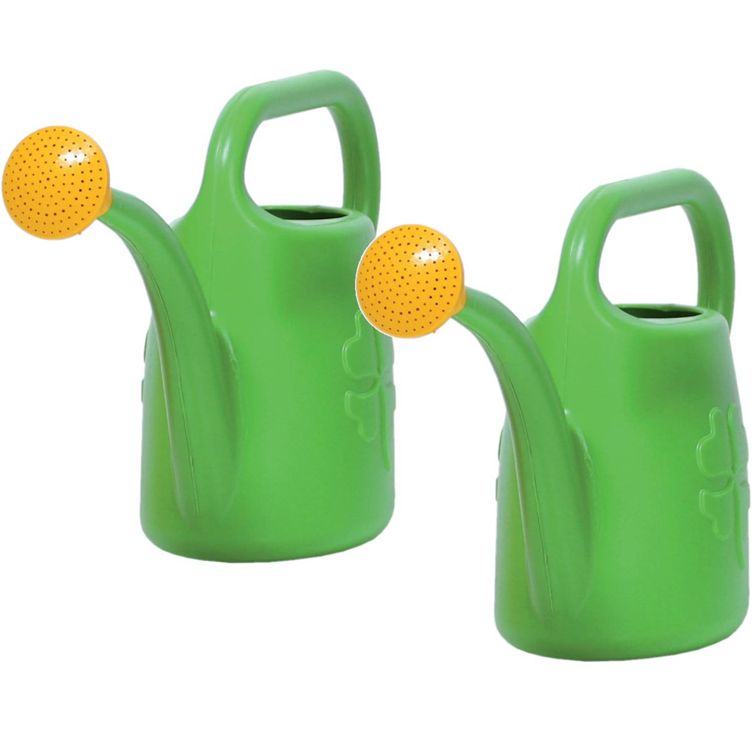 Set Van 2x Stukse Kunststof Bloemen/planten Gieters Met Broeskop/sproeikop 4,5 Liter - Gieters - Groen