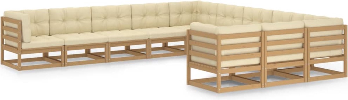 Vidaxl 11-delige Loungeset Met Kussens Massief Grenenhout Honing - Bruin