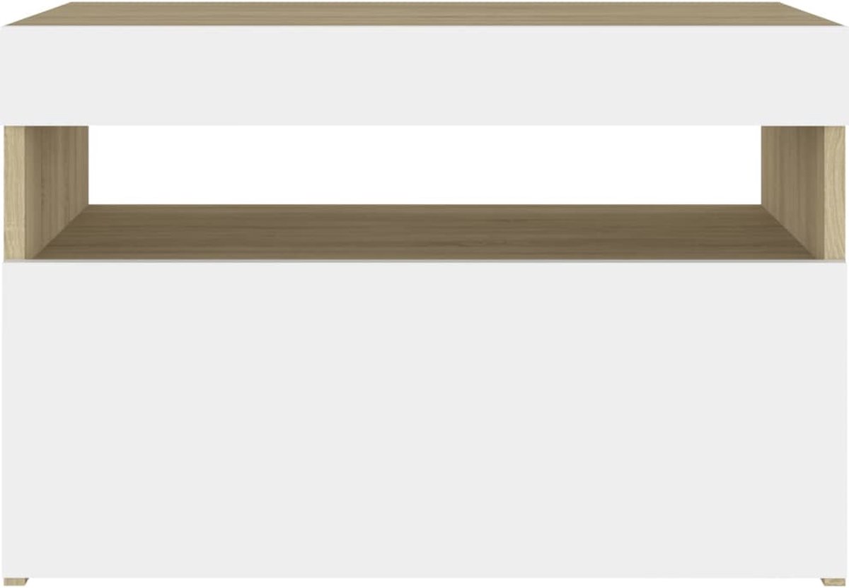 Vidaxl Nachtkastjes 2 St Led-verlichting 60x35x40 Cm Sonoma Eiken - Wit