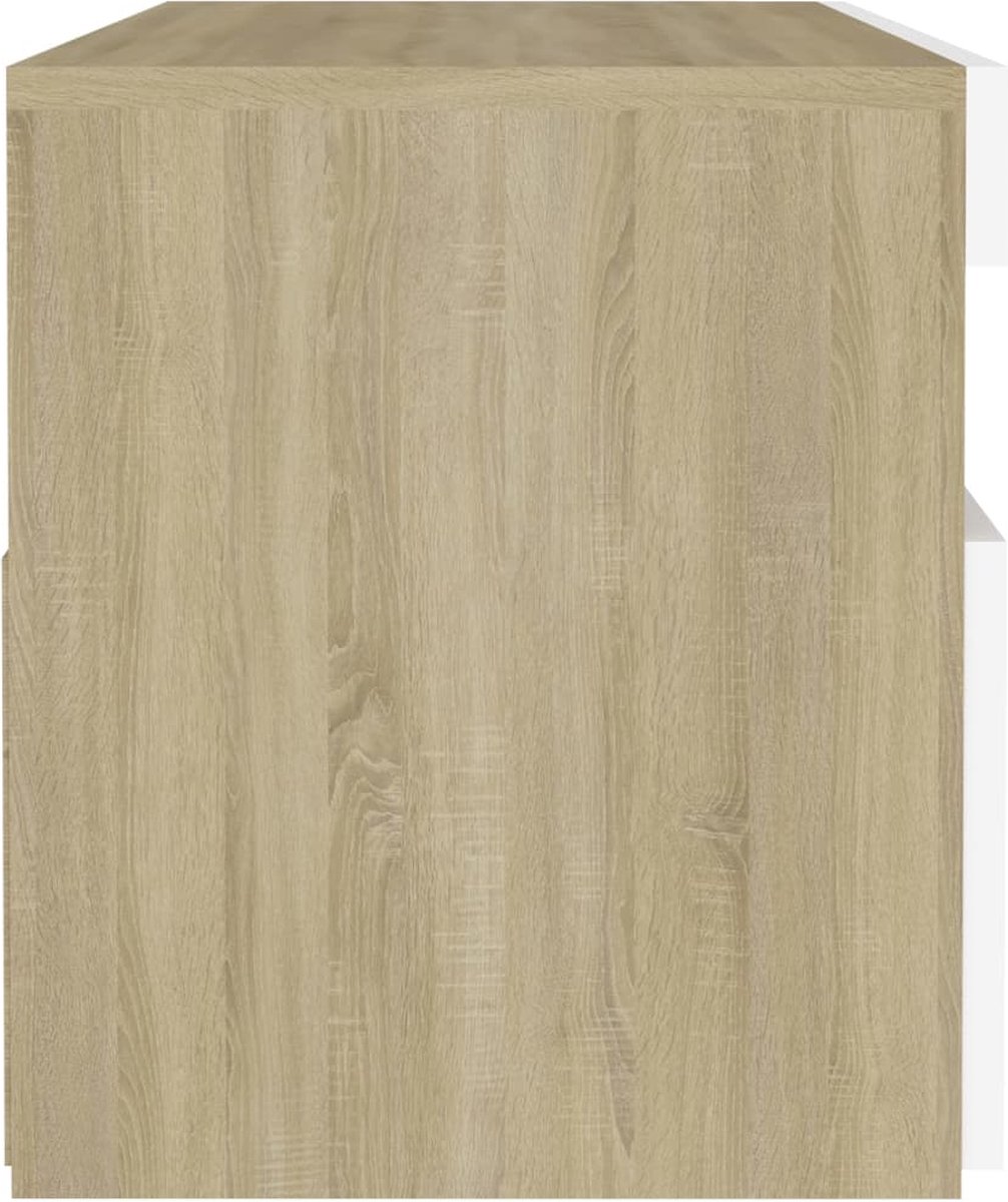 Vidaxl Nachtkastjes 2 St Led-verlichting 60x35x40 Cm Sonoma Eiken - Wit
