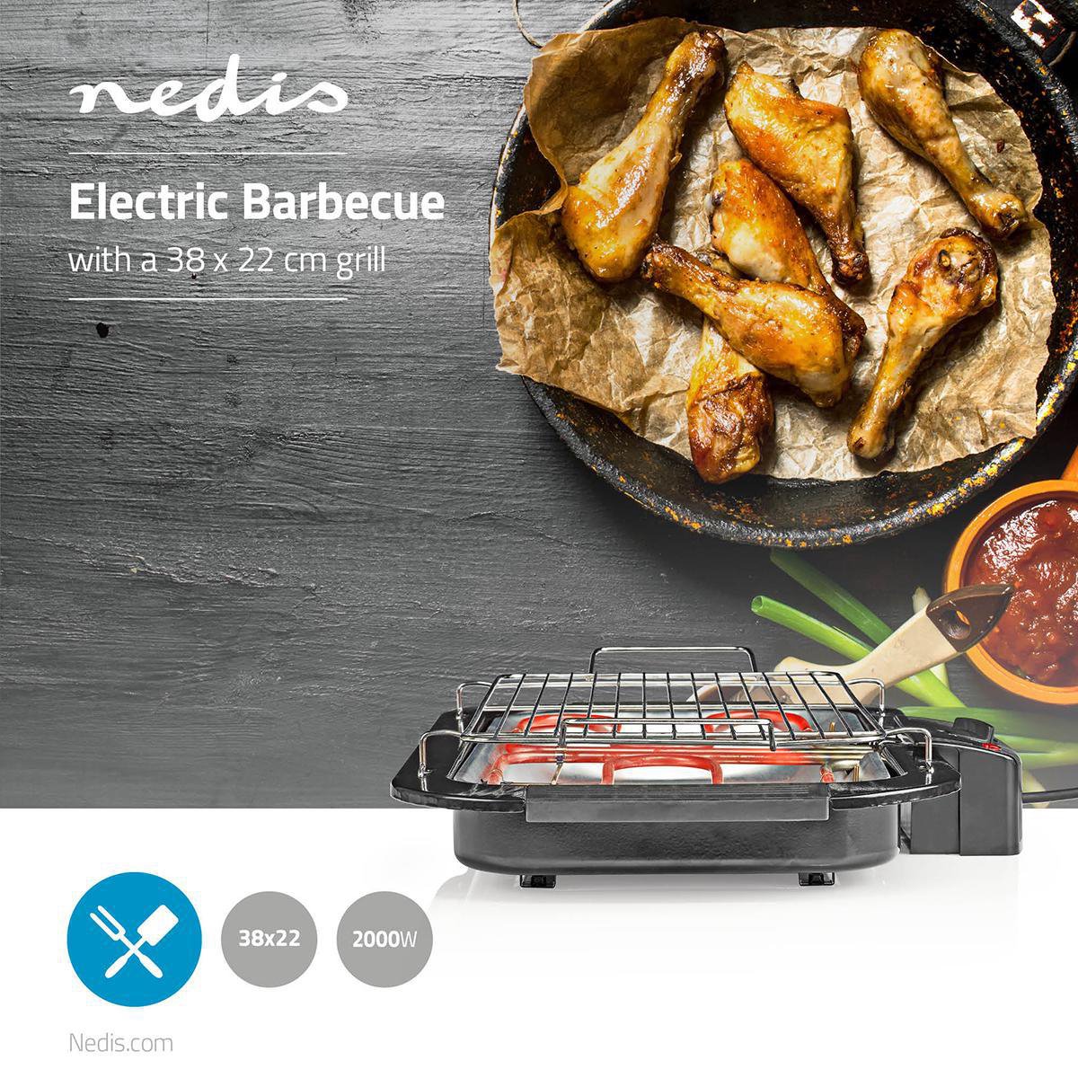 Nedis Elektrische Bbq 0.90 M - Zwart