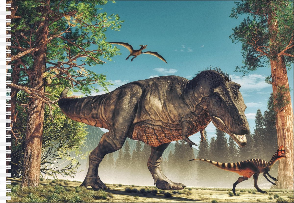 Bellatio Decorations Schetsboek Dinosaurussen Liefhebbers A4 50 Paginas Met 10 Gelpennen - Schetsboeken