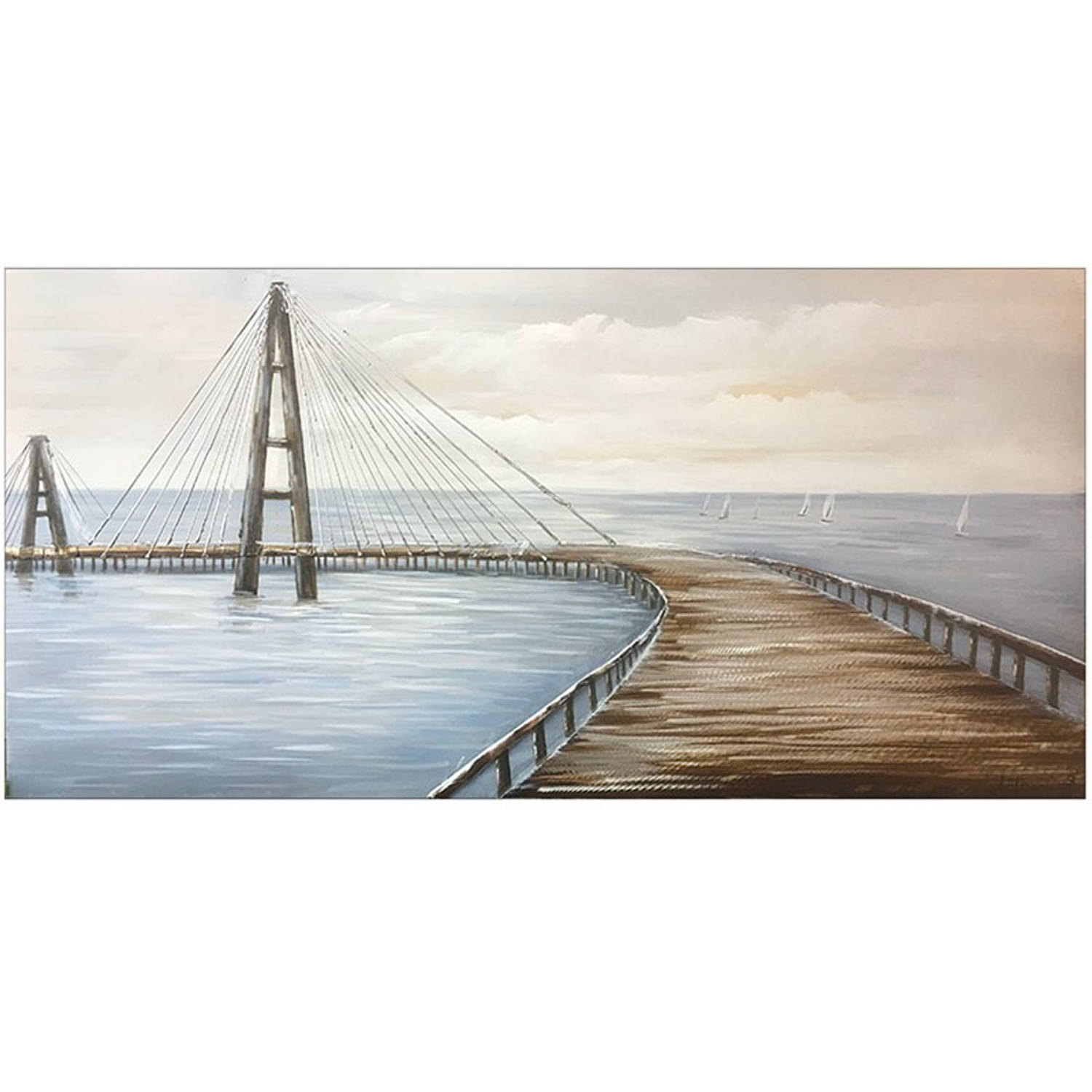 3d Houten Schilderij Brug En Zee