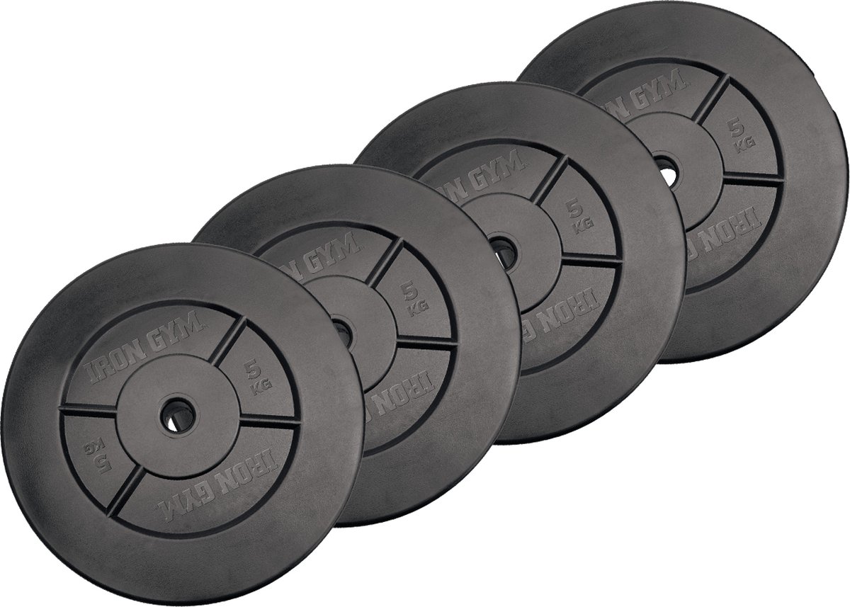 Iron Gym 20 Kg Schijven Set, 4 X 5kg - 25 Mm - Zwart