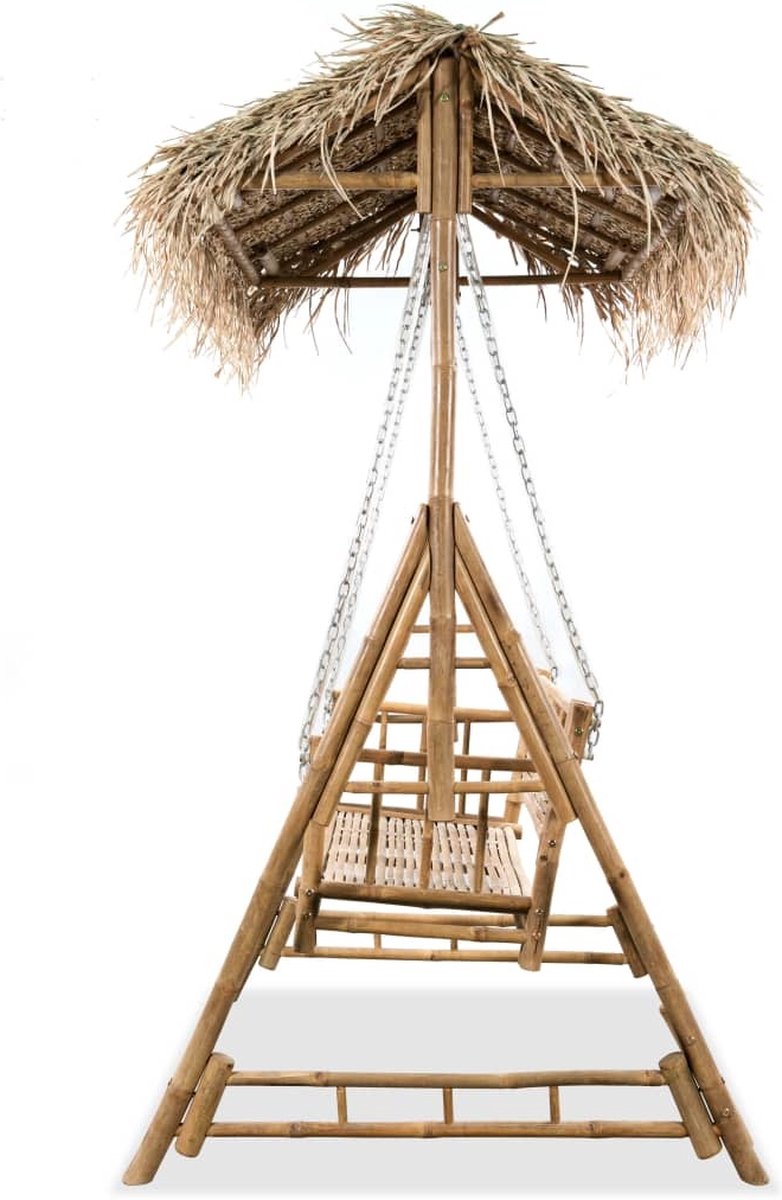 Vidaxl Schommelbank Met Palmbladeren 2-zits 202 Cm Bamboe - Bruin