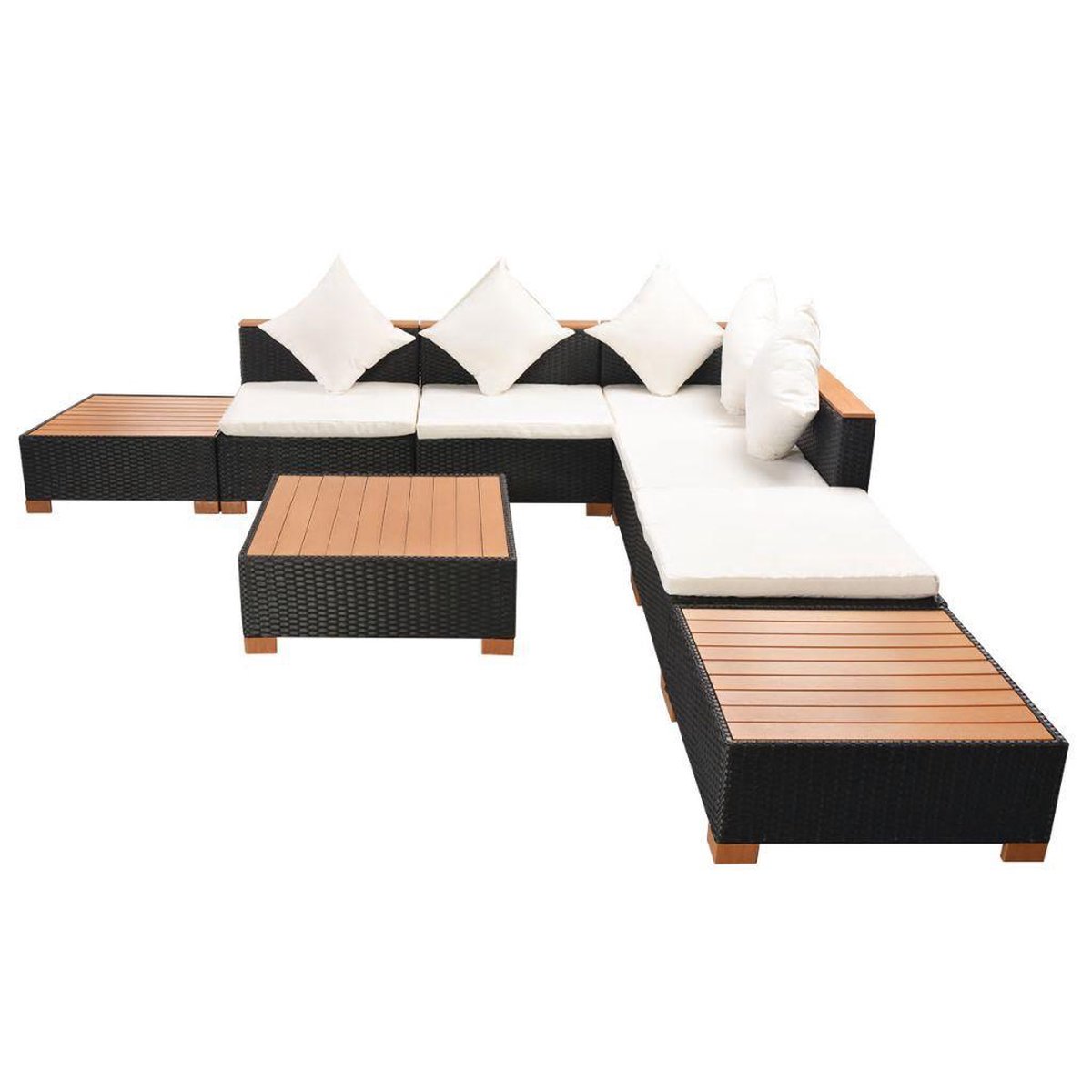 Vidaxl 8-delige Loungeset Met Kussens Poly Rattan - Zwart