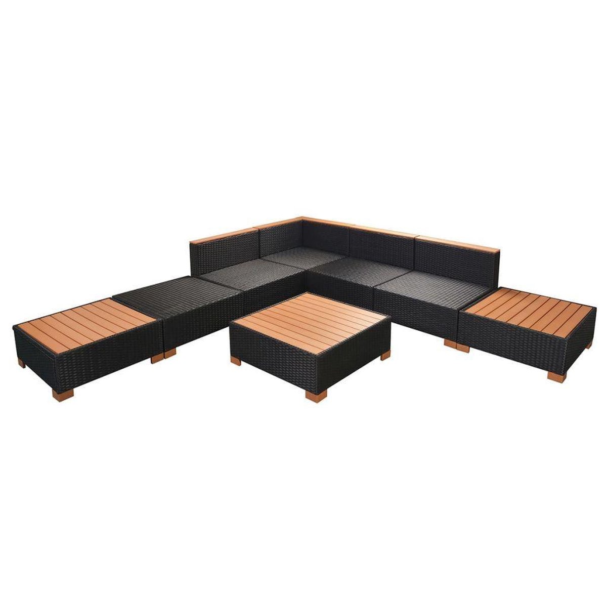 Vidaxl 8-delige Loungeset Met Kussens Poly Rattan - Zwart
