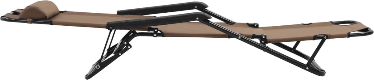 Vidaxl Ligbedden Inklapbaar 2 St Met Voetensteun Staal - Bruin