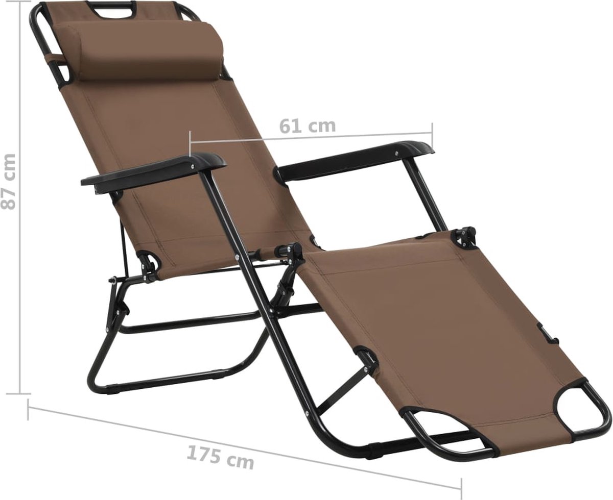 Vidaxl Ligbedden Inklapbaar 2 St Met Voetensteun Staal - Bruin