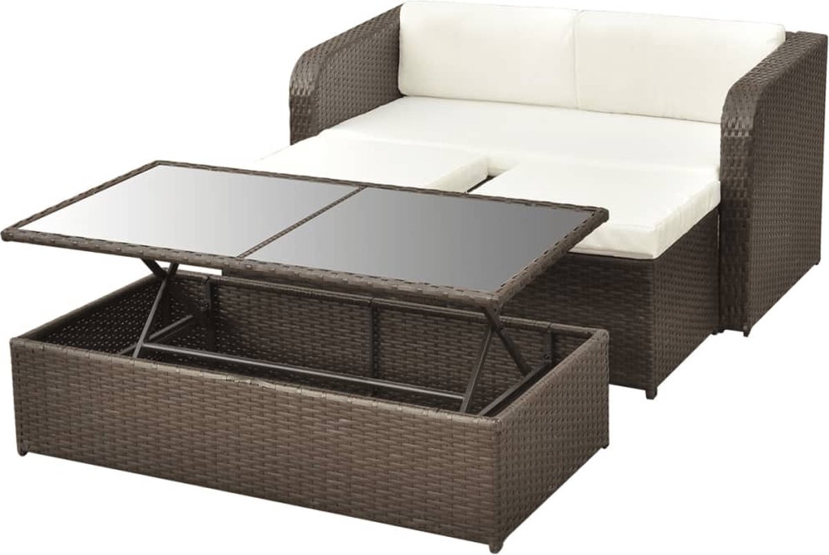 Vidaxl 4-delige Loungeset Met Kussens Poly Rattan - Bruin