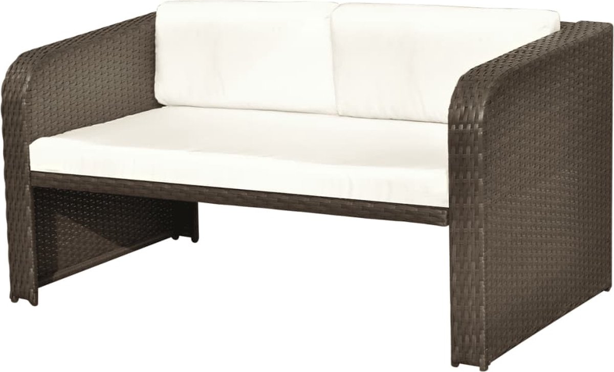 Vidaxl 4-delige Loungeset Met Kussens Poly Rattan - Bruin