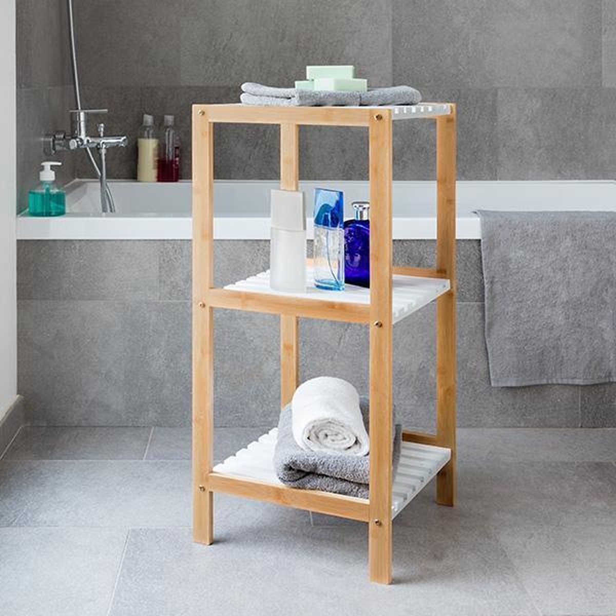 Bathroom Solutions Handdoek Opbergrek Bamboe () - Bruin