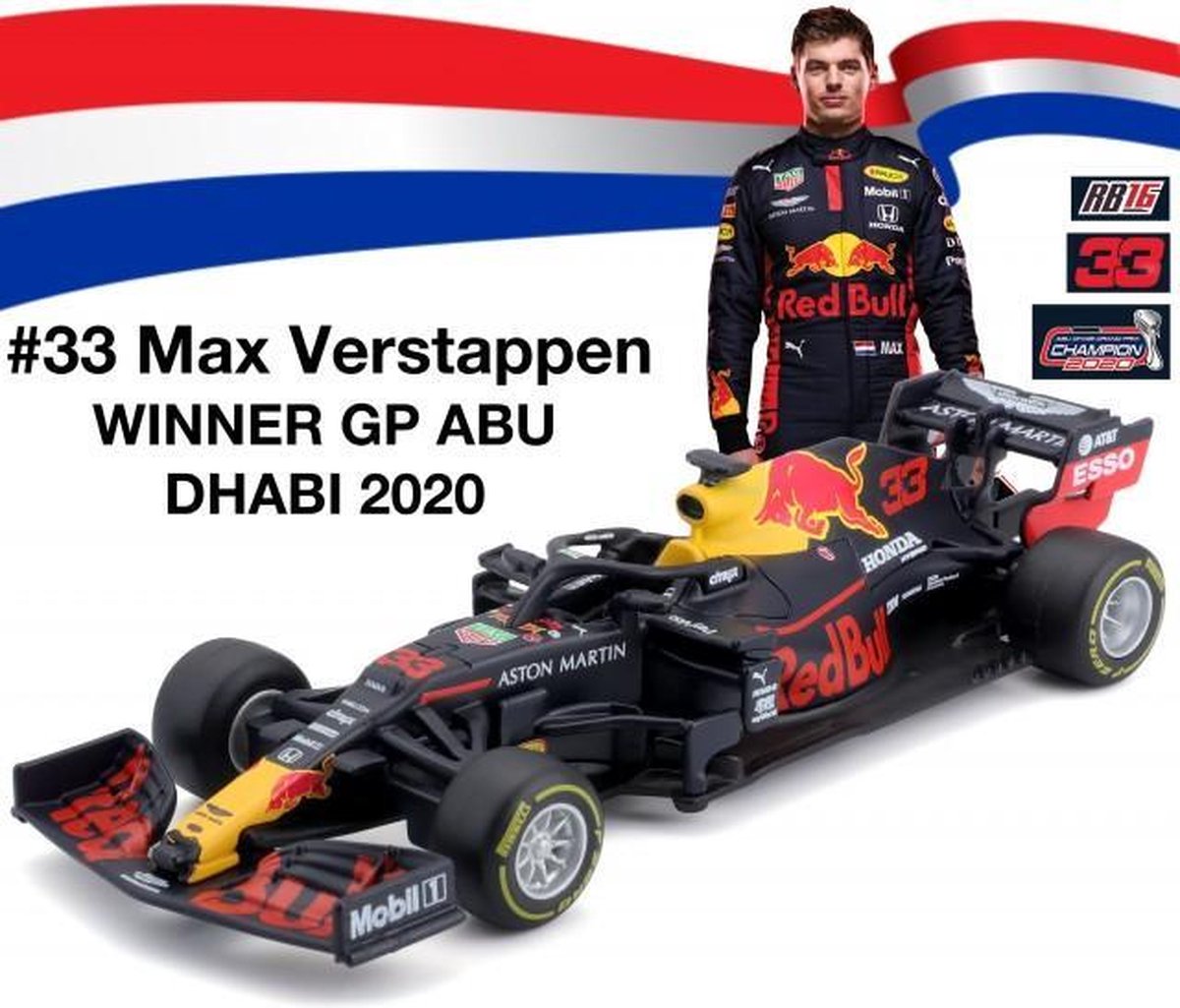 Bburago raceauto Honda RB16 #33 Max Verstappen 1:43 blauw