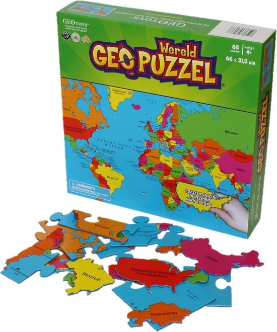 Geotoys Puzzel Wereld - 68 Stukjes