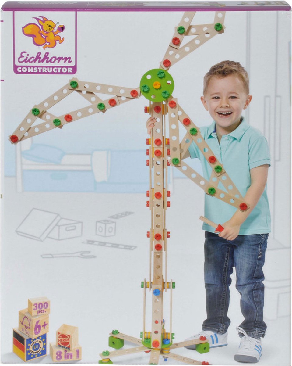 Eichhorn constructieset windmolen junior 112 cm hout 300 delig
