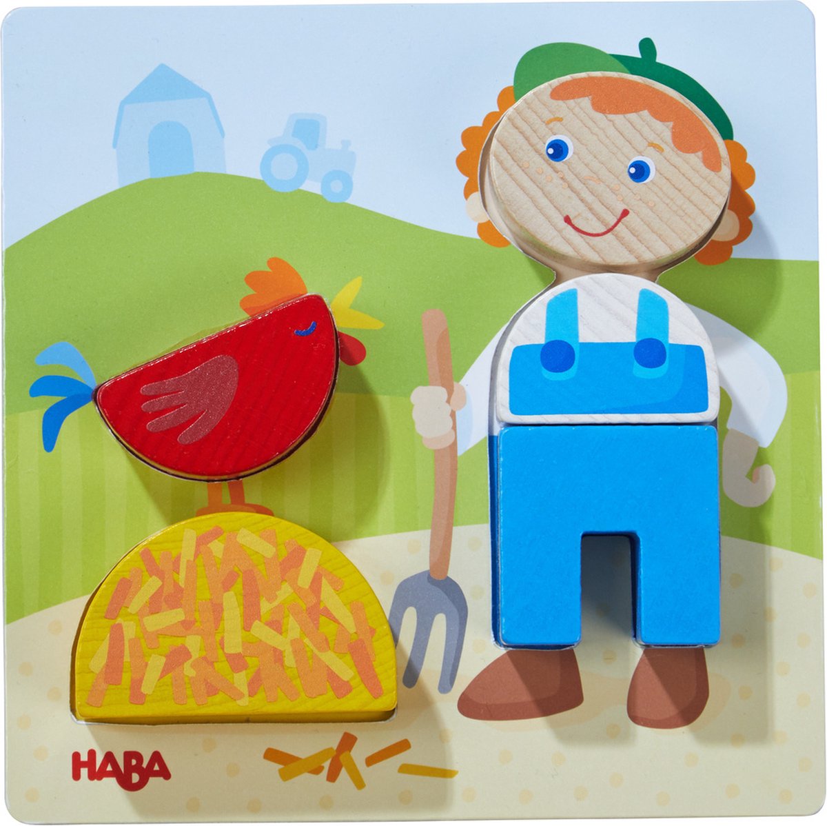 HABA vormenpuzzel Boerderij junior 15 x 15 cm hout 17 delig
