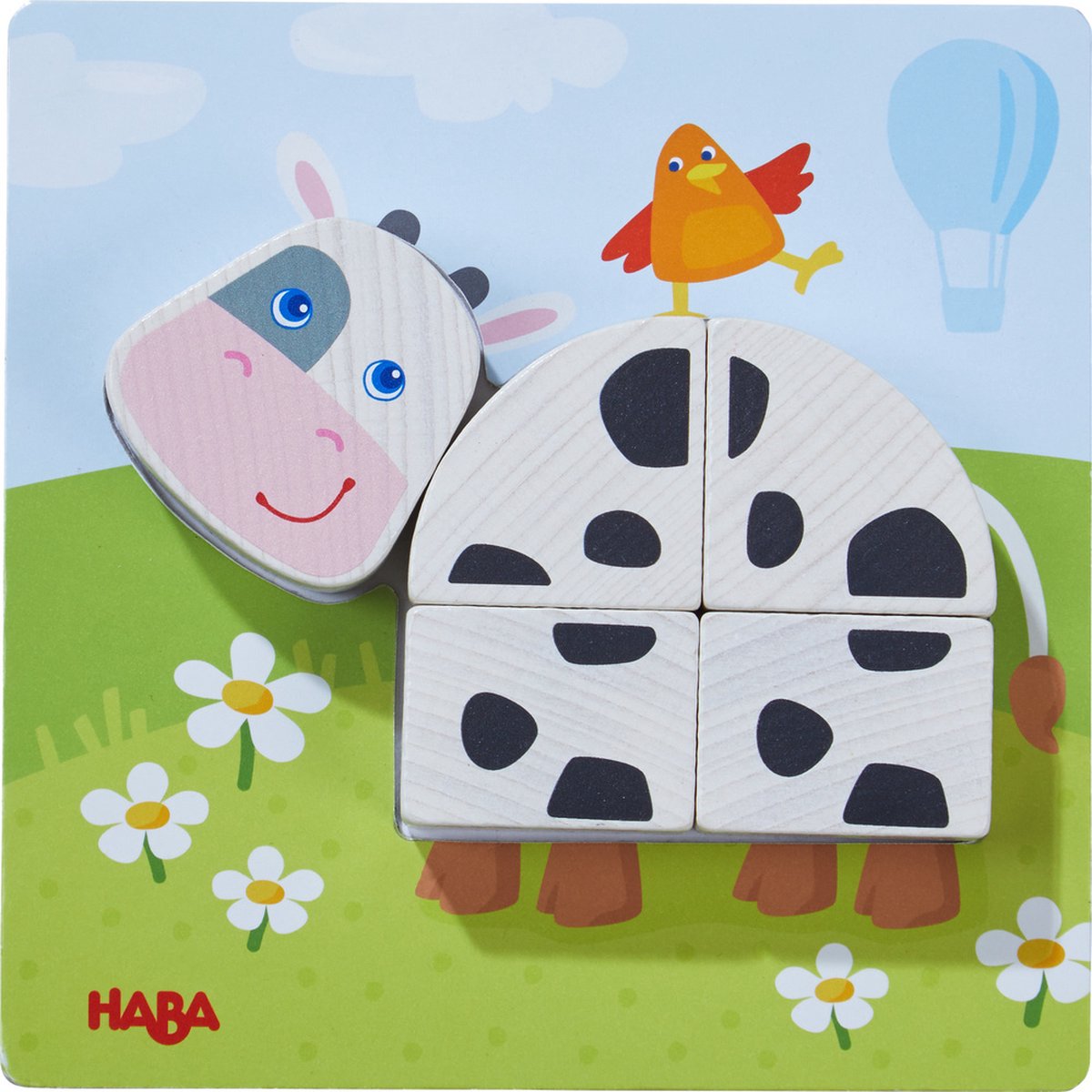 HABA vormenpuzzel Boerderij junior 15 x 15 cm hout 17 delig