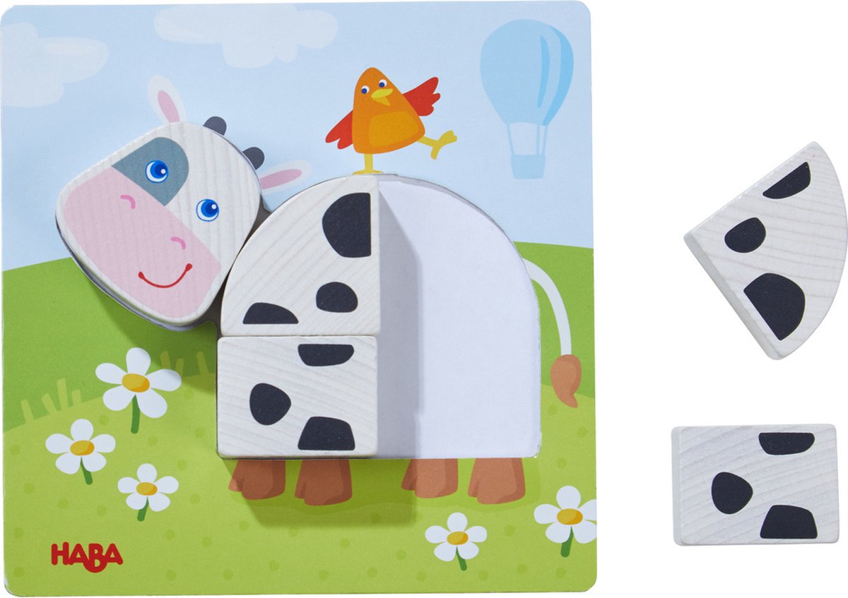 HABA vormenpuzzel Boerderij junior 15 x 15 cm hout 17 delig