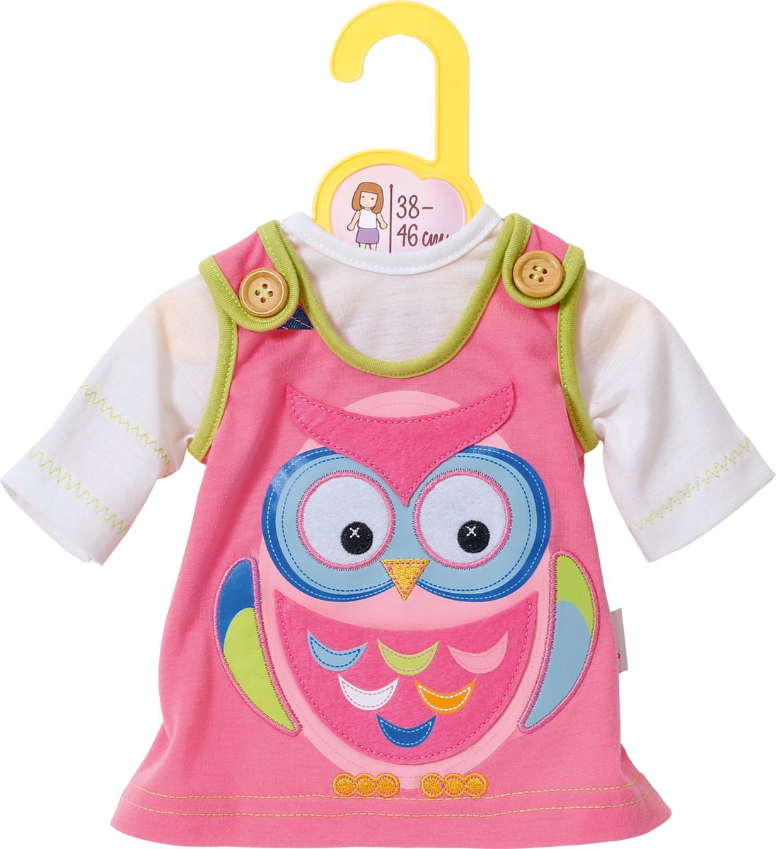 Zapf Creation Dolly Moda Poppenkleding Jurk Met Uil 24 Cm Katoen - Roze