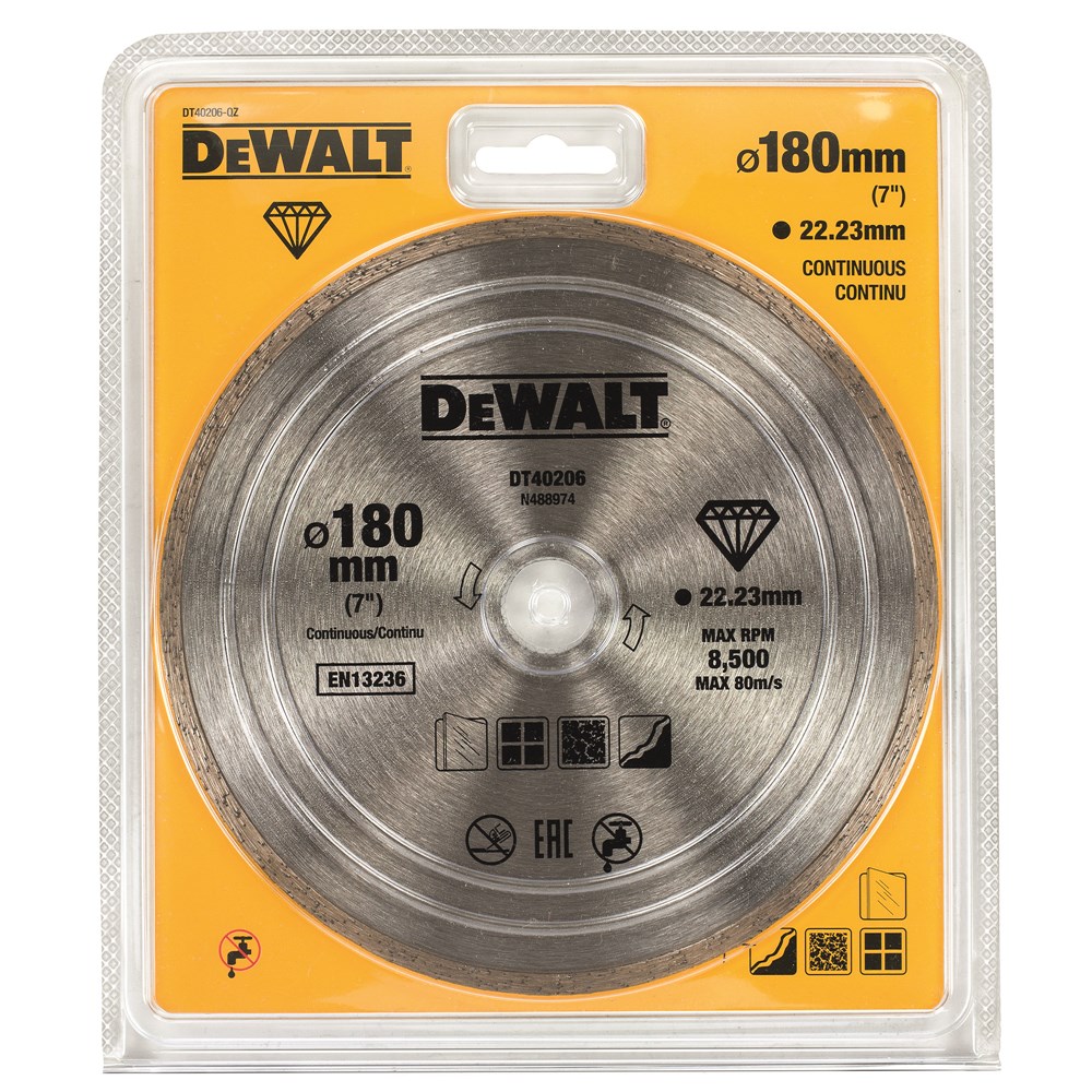 DeWalt Diamantblad, met gesloten rand, Ø180mm/22.2mm - DT40206-QZ