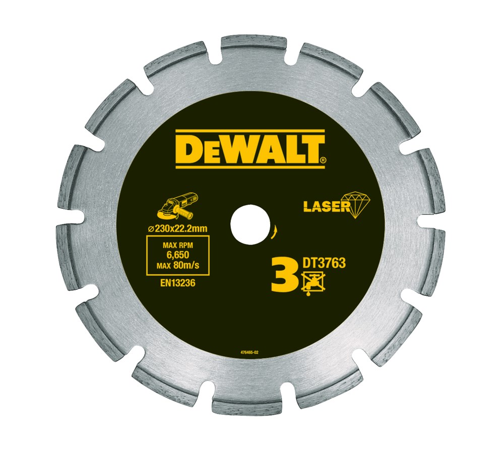 DeWalt Diamantblad, turbo, gesegmenteerd, voor harde materialen en graniet, Ø230mm - DT3763-XJ