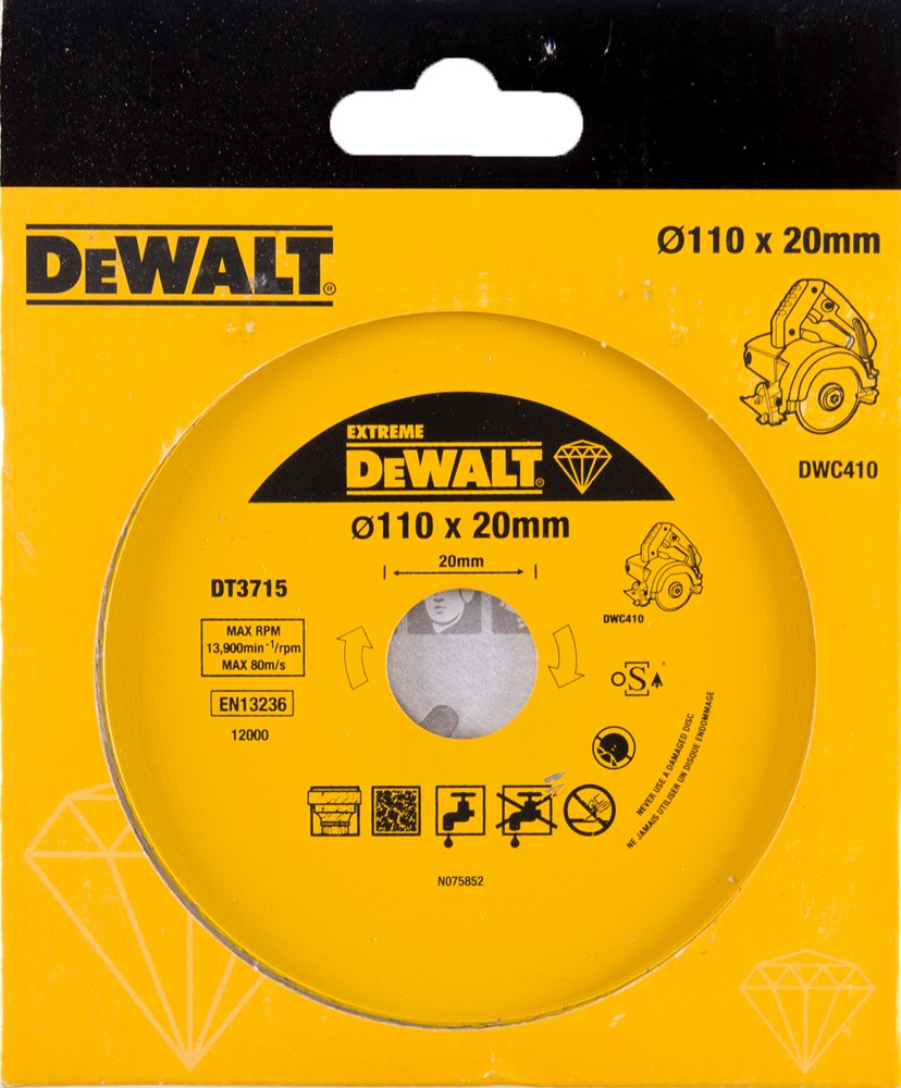 DeWalt Diamantblad EXTREME voor tegels, Ø110x20mm (DWC410) - DT3715-QZ