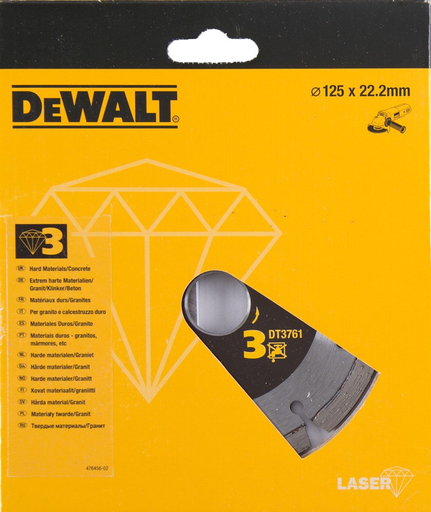 DeWalt Diamantblad, turbo, gesegmenteerd, voor harde materialen en graniet, Ø125mm - DT3761-XJ