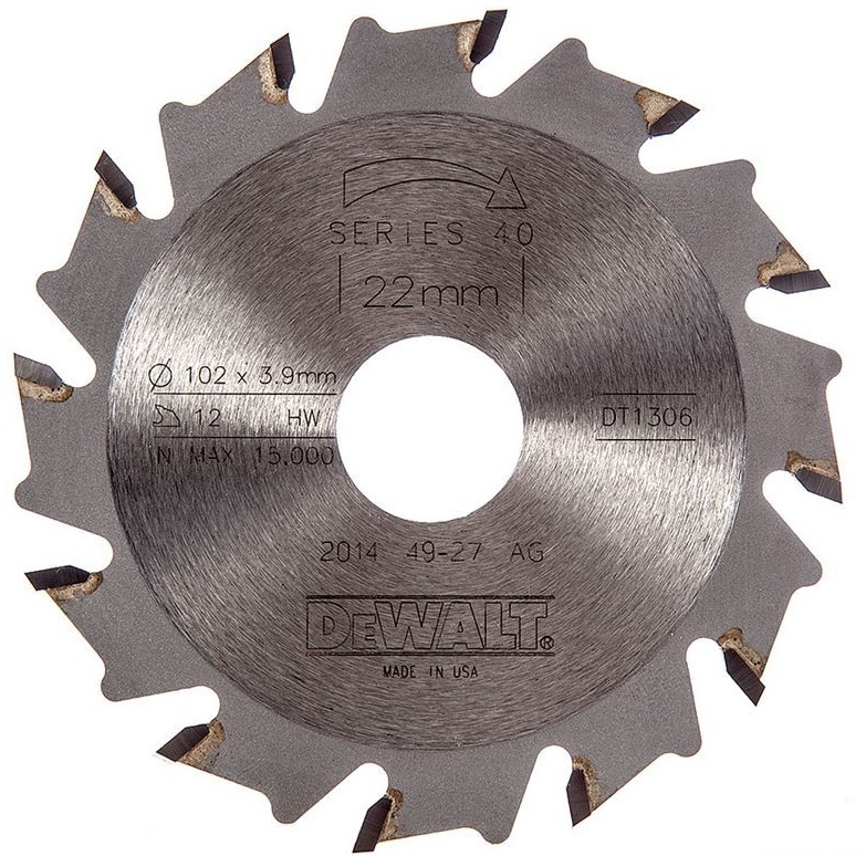 DeWalt DT1306-QZ Freesblad voor lamellen | 12-tandig | 102 x 3.9 x 22 mm