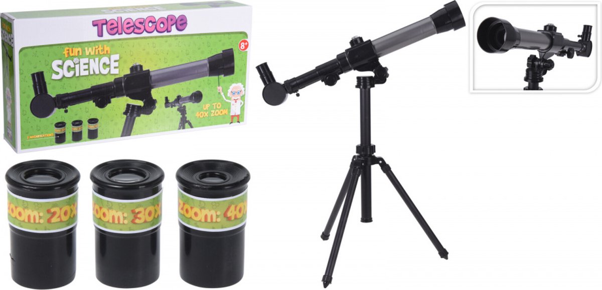 Tender Toys telescoop Funh Science junior 40,5 cm ABS - Zwart