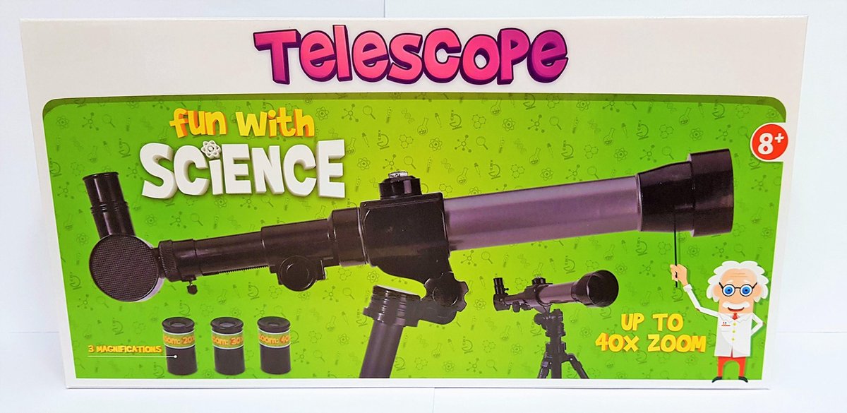 Tender Toys telescoop Funh Science junior 40,5 cm ABS - Zwart