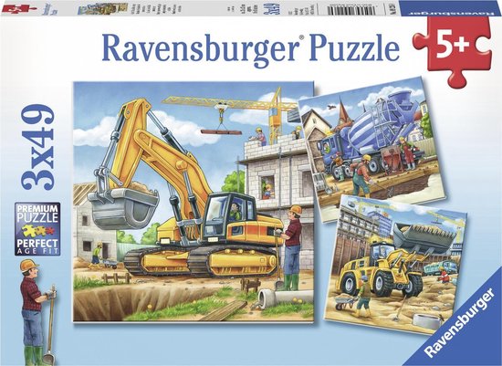 Ravensburger Puzzel Grote Bouwvoertuigen - 3 X 49 Stukjes