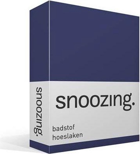 Snoozing Badstof Hoeslaken - 80% Katoen - 20% Polyester - Lits-jumeaux (180x200/220 Of 200x200 Cm) - Navy - Blauw