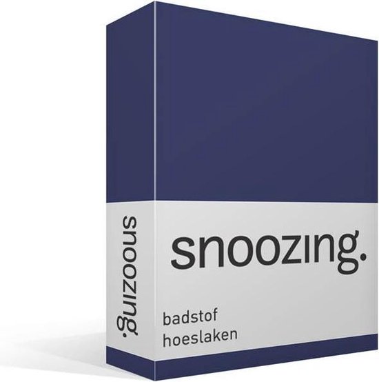 Snoozing Badstof Hoeslaken - 80% Katoen - 20% Polyester - Lits-jumeaux (140x210/220 Of 160x200 Cm) - Navy - Blauw