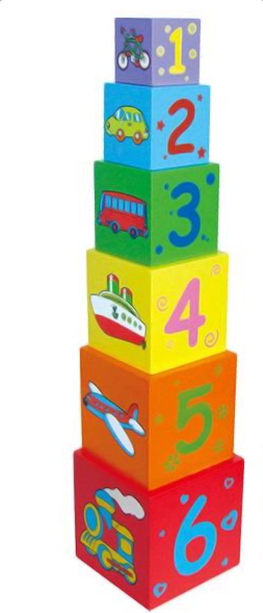Viga Toys houten stapeltoren 6 delig multicolor