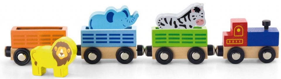 Viga Toys goederentrein met wilde dieren 31 cm 7 delig