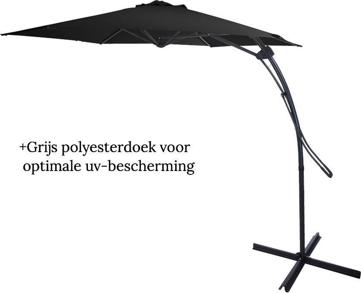 Huismerk Premium Push-Up Zweefparasol Taupe - Ø300 cm