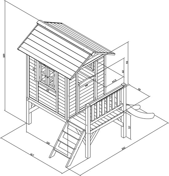 Sunny Lodge Speelhuisje Xl Met Glijbaan - Bruin
