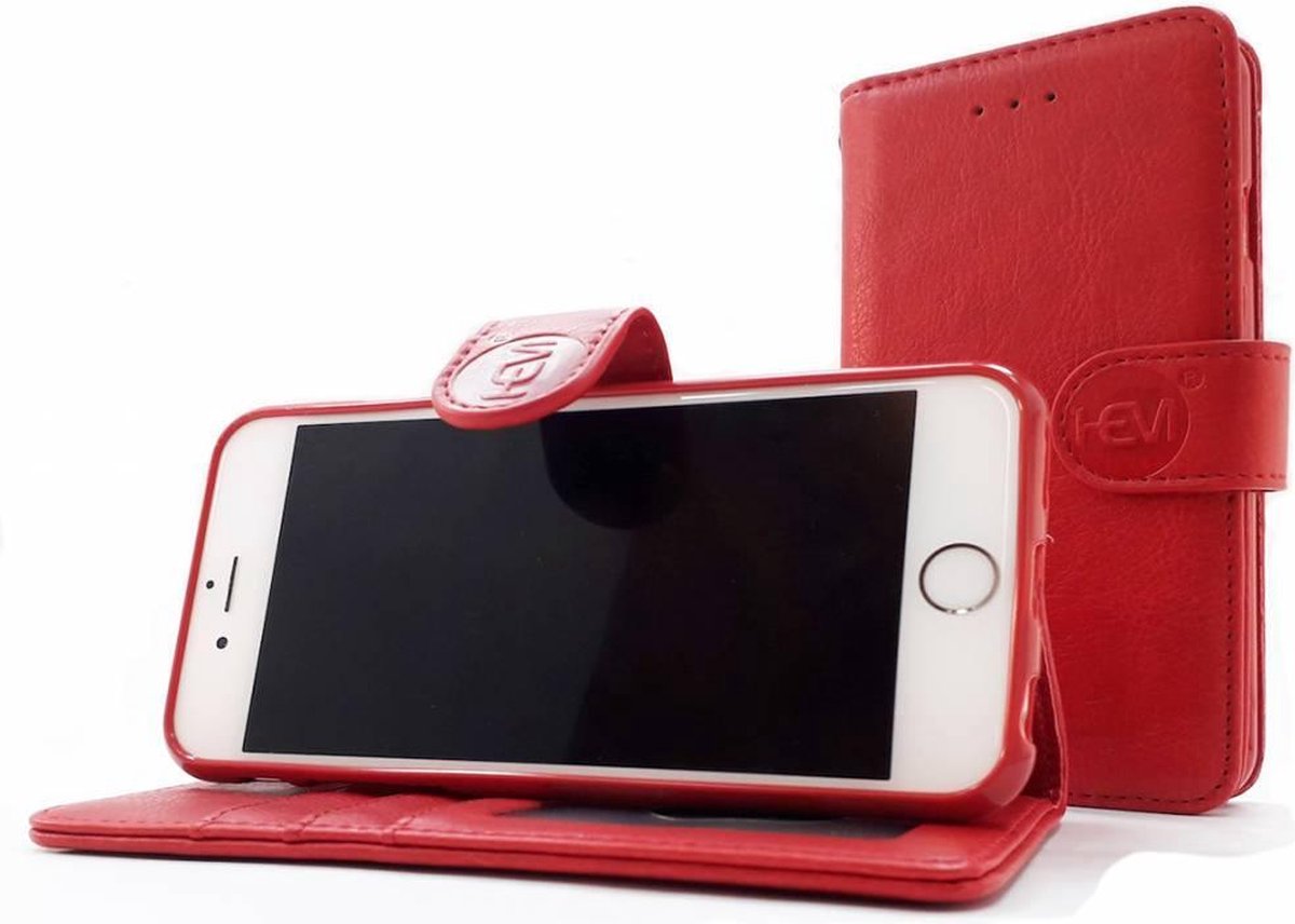 Hem Apple Iphone 12 - Burned Red Leren Portemonnee Hoesje - Lederen Wallet Case Tpu Meegekleurde Binnenkant- Book Case - - Zwart