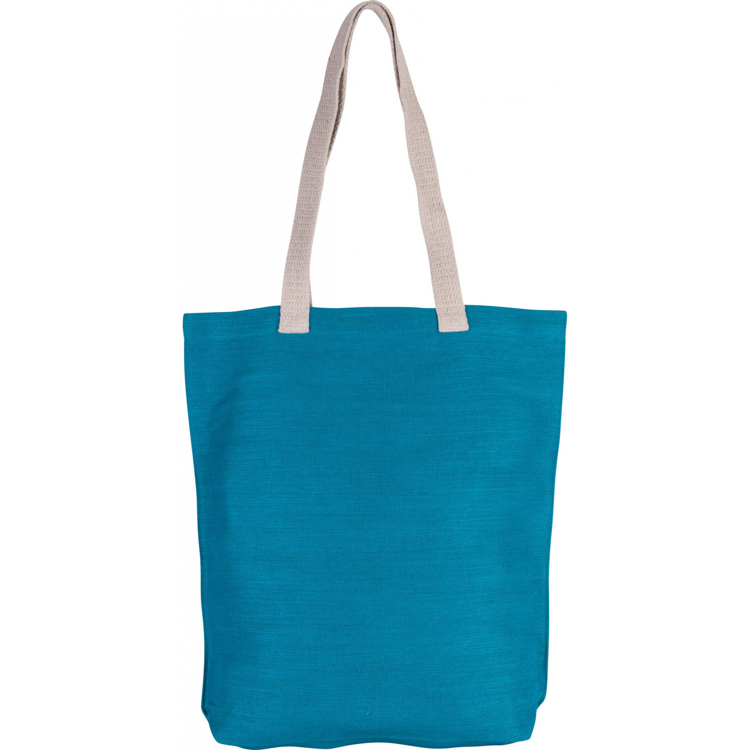 Bellatio Design Katoenen Schoudertasje In Het Met Ecru Hangsels 38 X 42 Cm - Schoudertas - Blauw