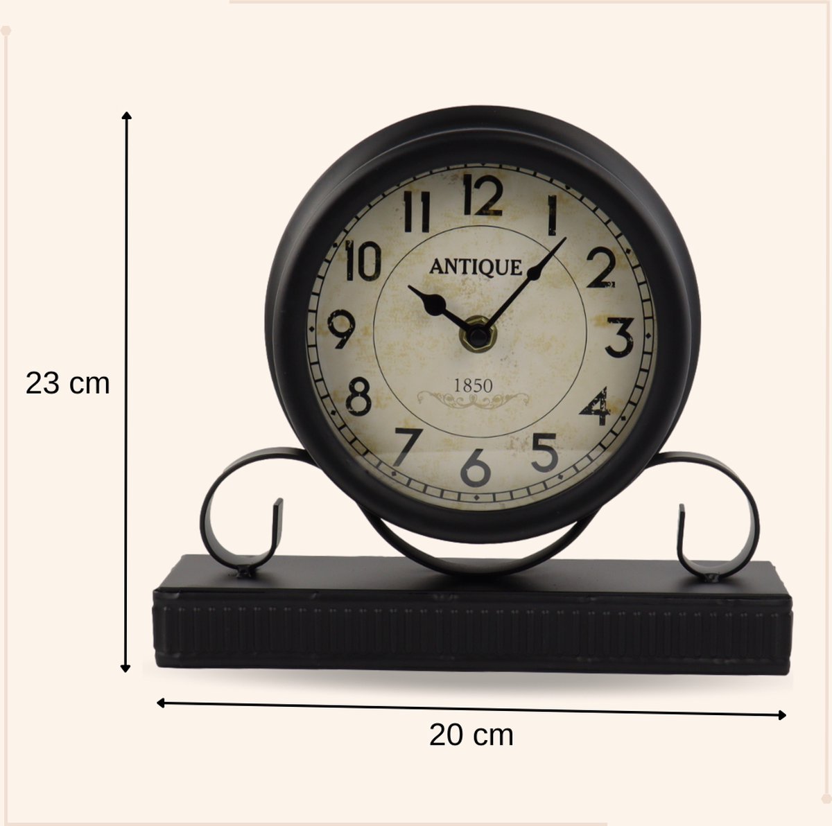 Orange85 Klassieke Tafelklok 23 Cm - Zwart