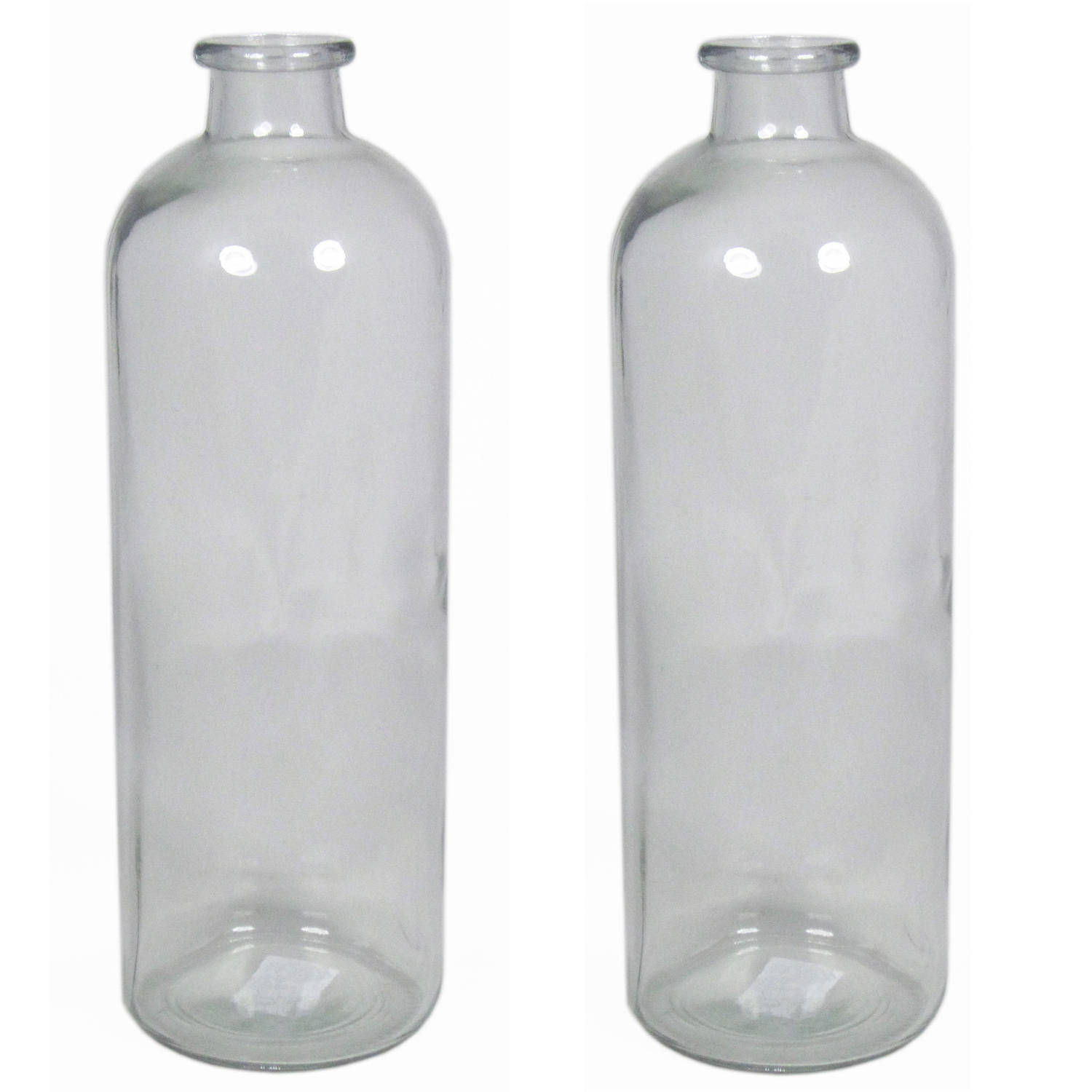 Set Van 2x Stuks Glazen Vaas/vazen 3,5 Liter Smalle Hals 11 X 33 Cm - Vazen