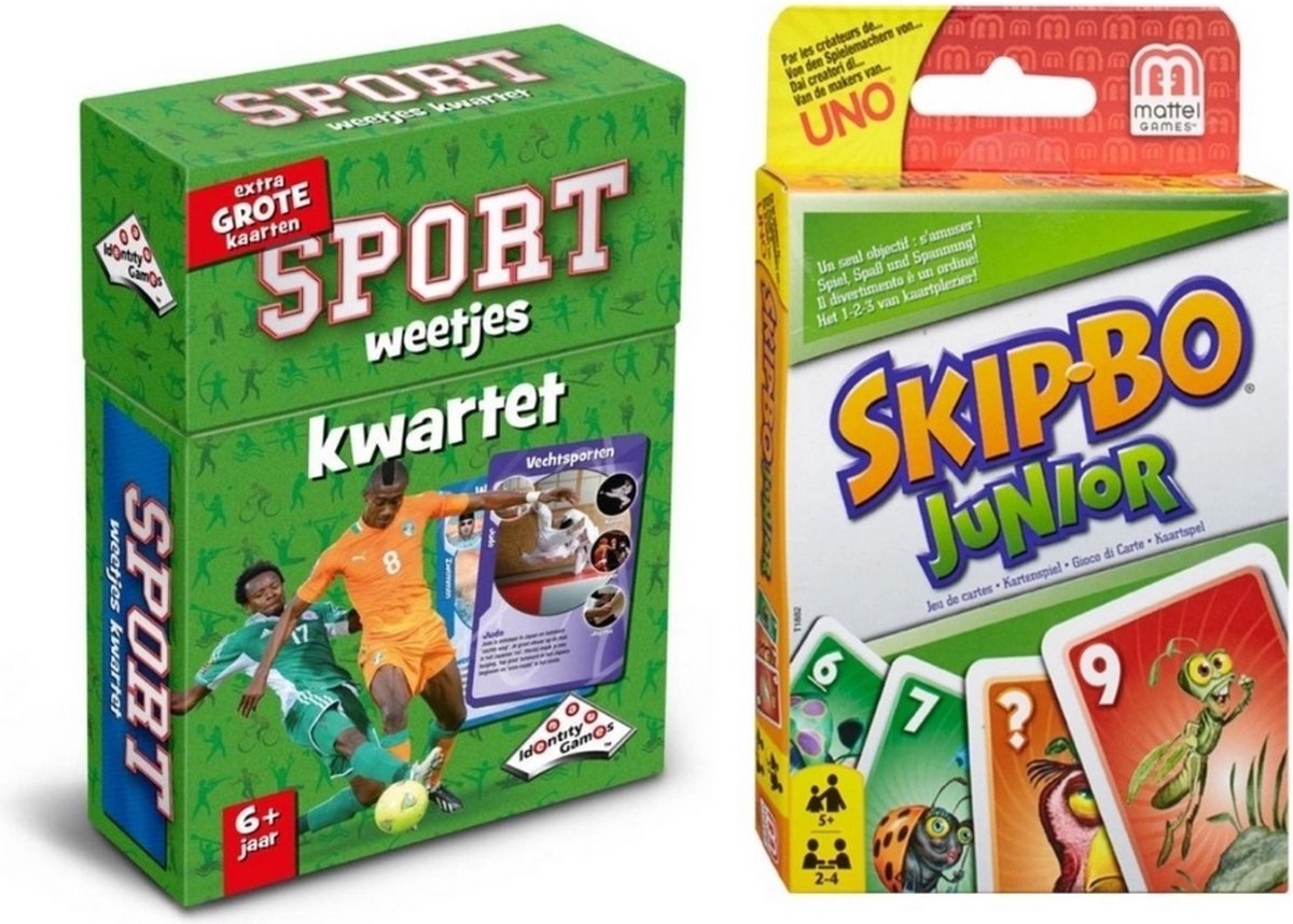 999Games Spellenbundel - 2 Stuks - Kwartet Sport Weetjes & Skip-bo Junior