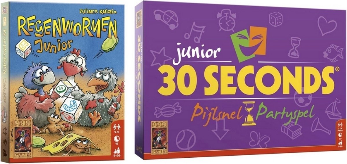 999Games Spellenbundel - 2 Stuks - Regenwormen Junior & 30 Seconds Junior