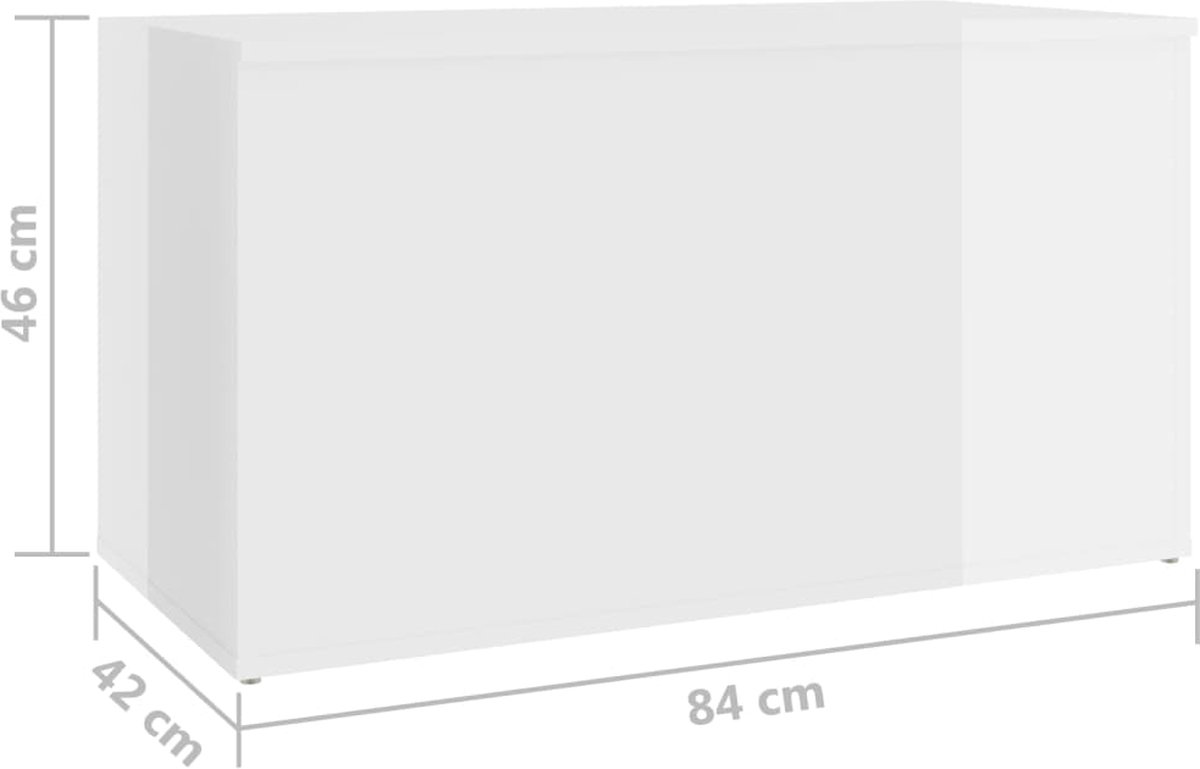 Vidaxl Opbergkist 84x42x46 Cm Spaanplaat Hoogglans - Wit