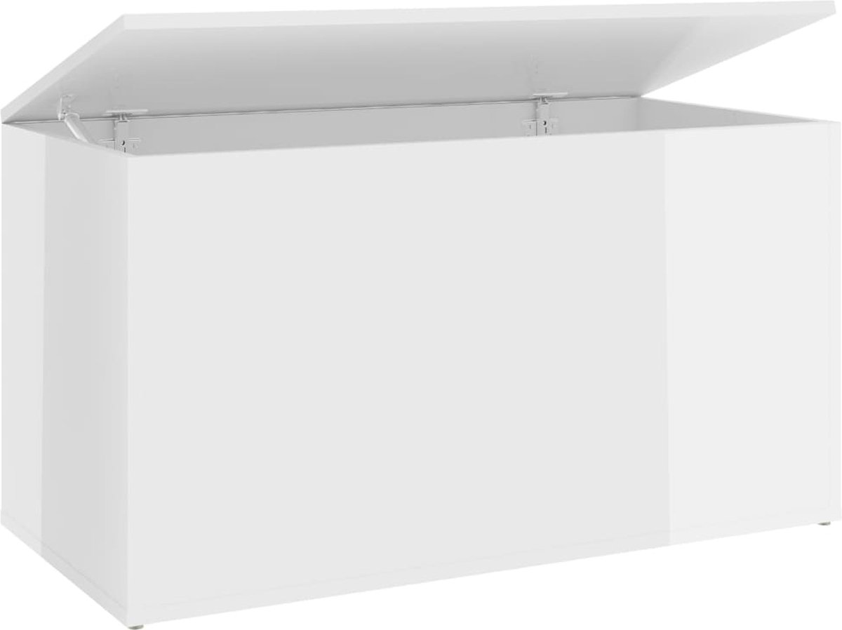 Vidaxl Opbergkist 84x42x46 Cm Spaanplaat Hoogglans - Wit