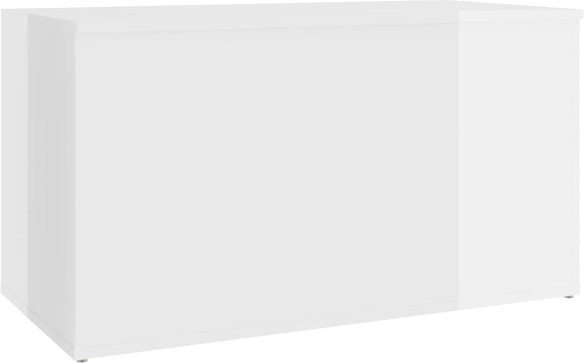 Vidaxl Opbergkist 84x42x46 Cm Spaanplaat Hoogglans - Wit