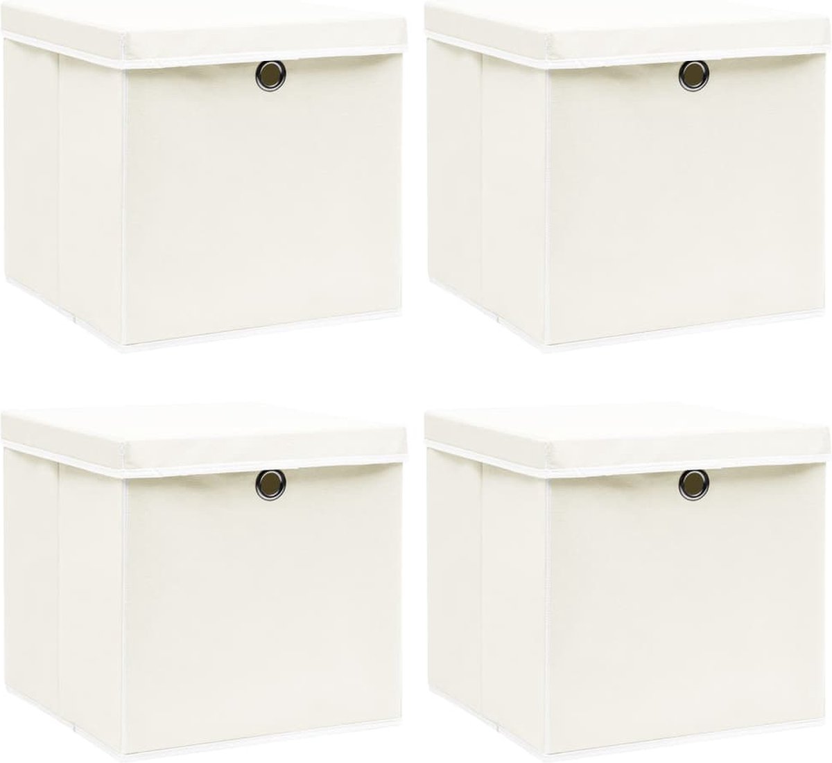 Vidaxl Opbergboxen Met Deksel 4 St 32x32x32 Cm Stof - Blanco