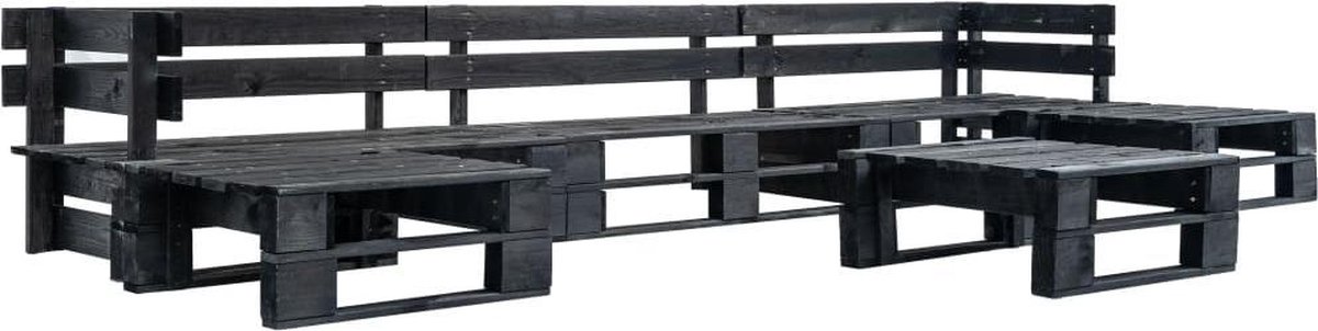 Vidaxl 6-delige Loungeset Pallet Hout - Zwart