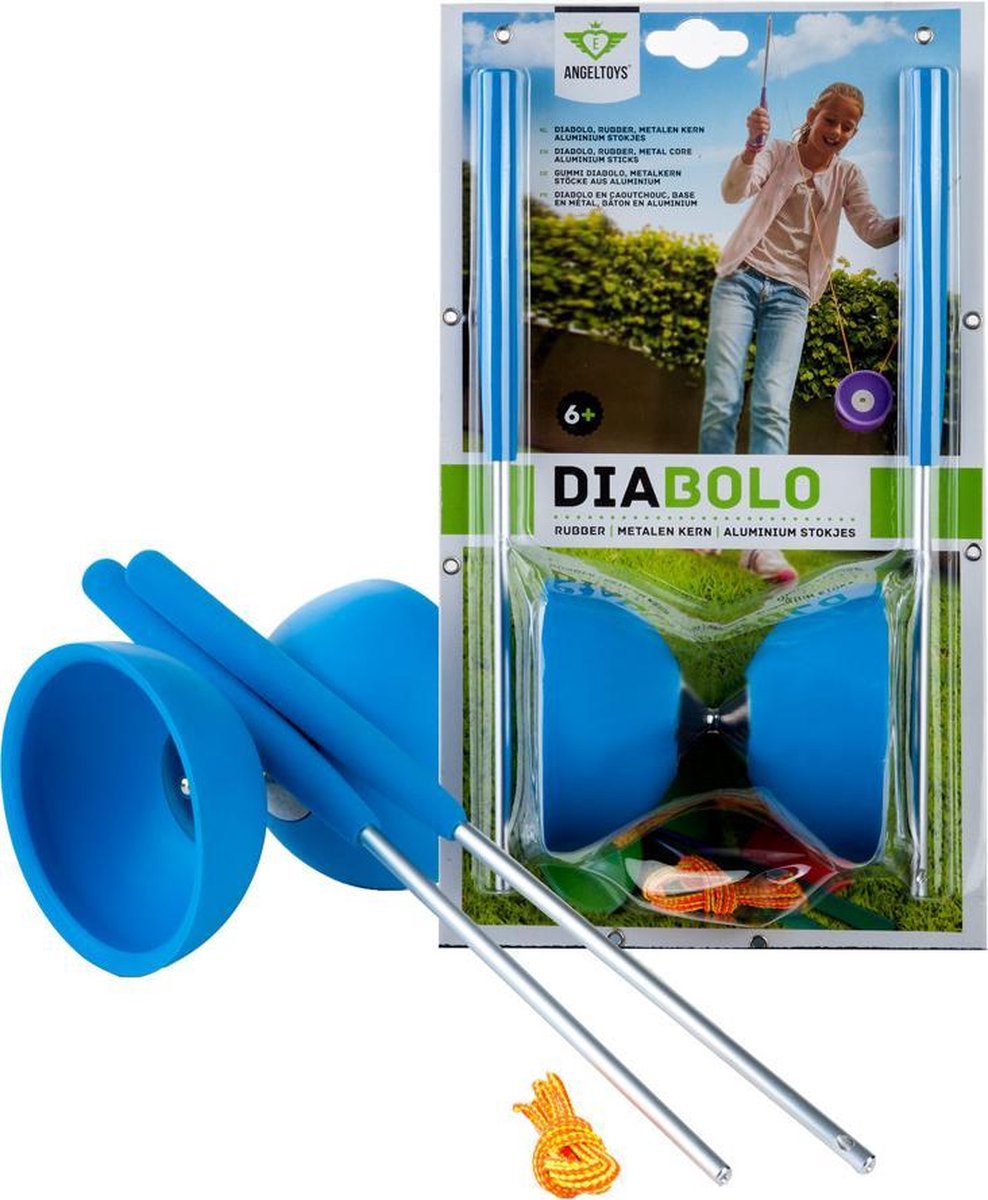Angel Sports Diabolo Rubber Met Aluminium Stokjes - - Blauw