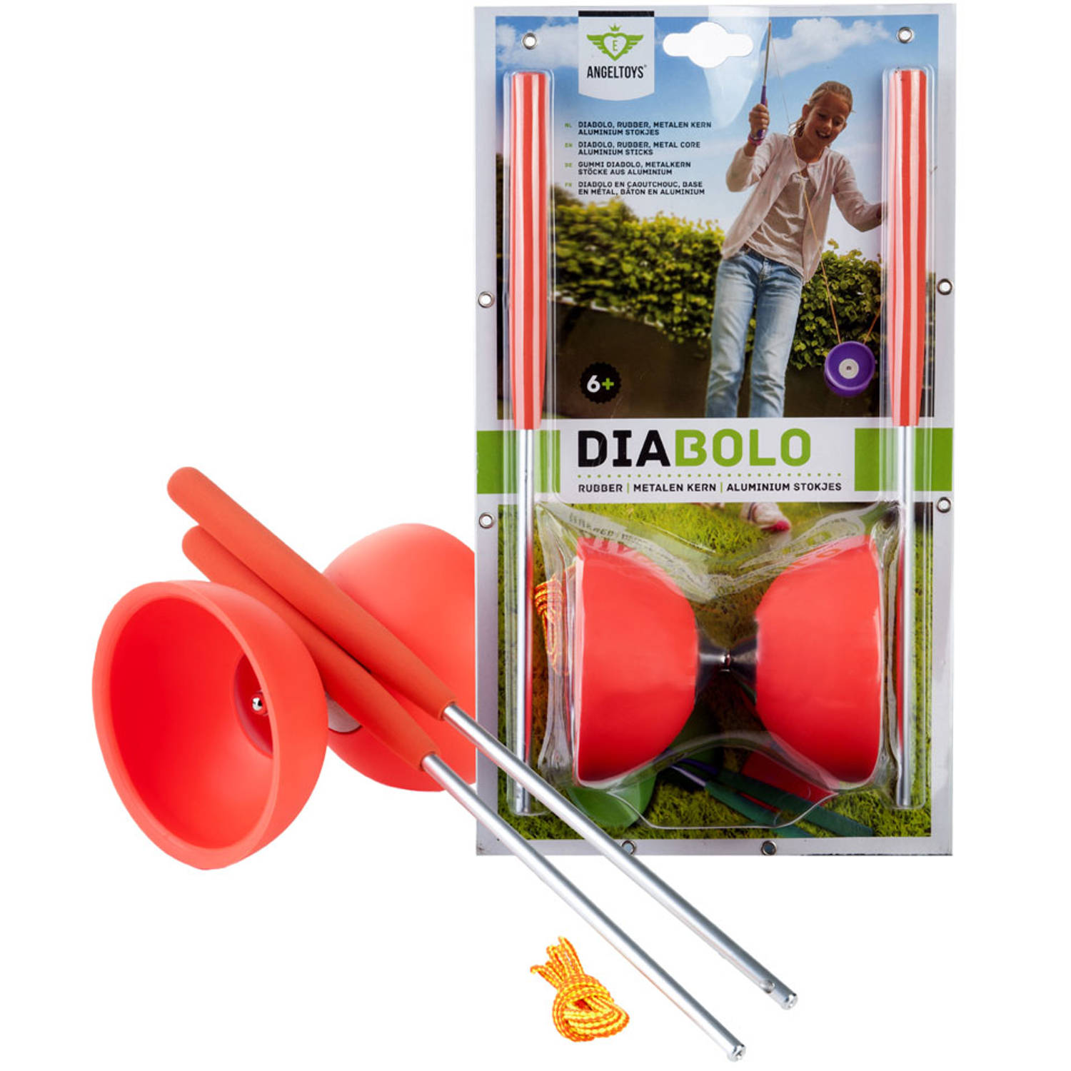 Angel Sports Diabolo Rubber Met Aluminium Stokjes - - Rood